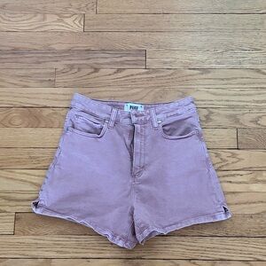 PAIGE Dani High Waisted Denim Shorts in Muted Blush. Size 26.